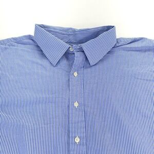 Polo Ralph Lauren Oxford Shirt Mens 20 34/35 Big Blue White Stripe Vintage